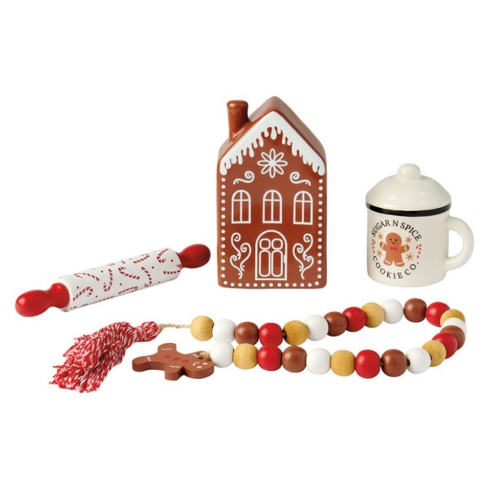 Merry Moments Christmas Holiday GINGERBREAD Tray Objects ALDI Tier Tray Props